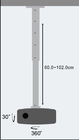 Supporto a Soffitto per Proiettori Estensione 60-102 cm Silver