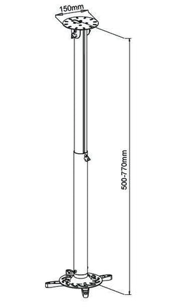 Supporto a soffitto professionale per proiettori estensione 50-77 cm