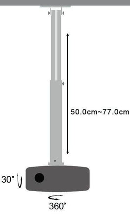 Supporto a soffitto professionale per proiettori estensione 50-77 cm