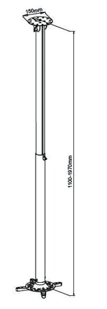 Supporto a soffitto profess. per proiettori estensione 110 - 197 cm