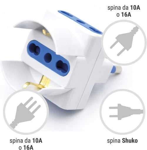 Adattatore Triplo Spina 2P+T 16A