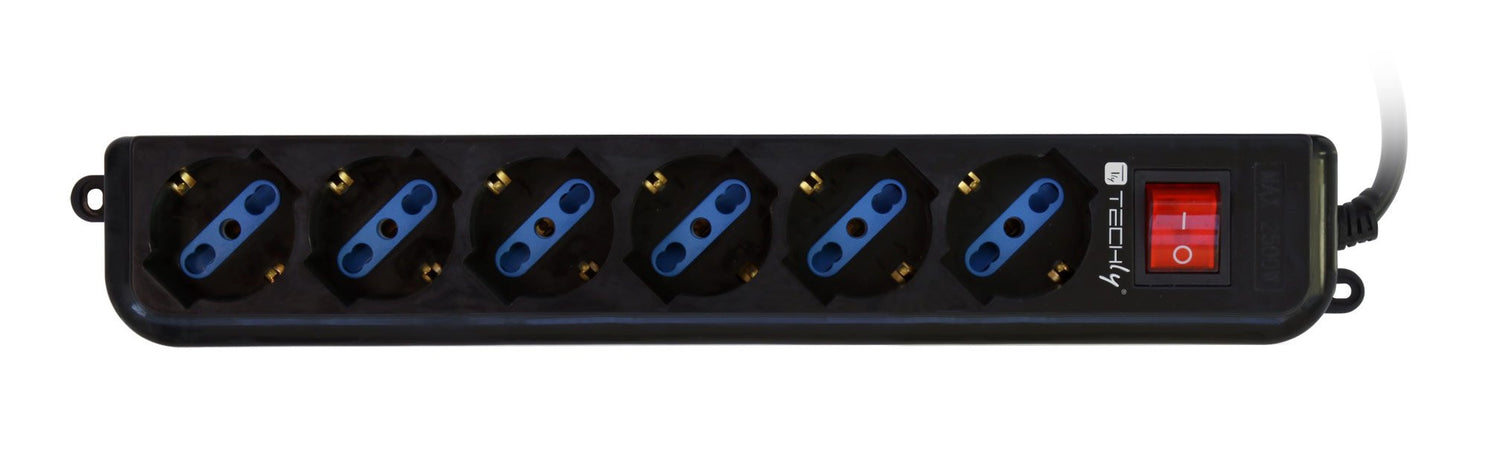 Multipresa 6 Posti Italiana Bipasso con Interruttore Nero