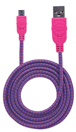 Cavo Micro USB Guaina Intrecciata USB2.0 A M/MicroB M 1m Viola/Fucsia
