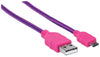 Cavo Micro USB Guaina Intrecciata USB2.0 A M/MicroB M 1m Viola/Fucsia