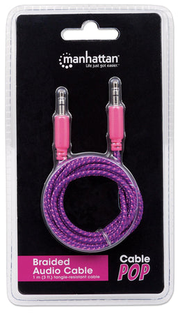 Cavo Audio con Guaina Intrecciata 1m Viola/Fucsia con Blister