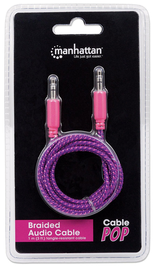 Cavo Audio con Guaina Intrecciata 1m Viola/Fucsia con Blister