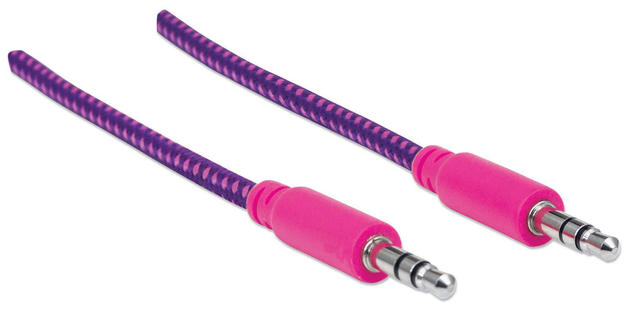 Cavo Audio con Guaina Intrecciata 1m Viola/Fucsia con Blister