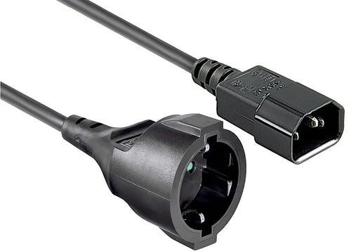 Cavo di Alimentazione VDE C14 Maschio / Schuko Femmina 1,5m Nero