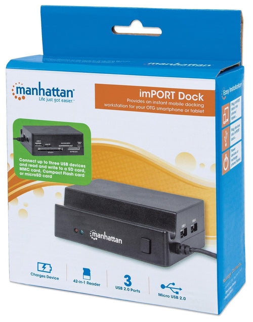 Docking Station 3 Porte USB Ricarica Smartphone e Tablet OTG Nero