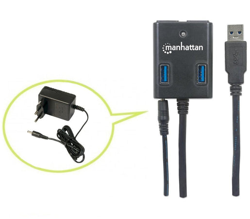 Hub USB 3.0 4 Porte con Alimentatore 5V 3A Nero