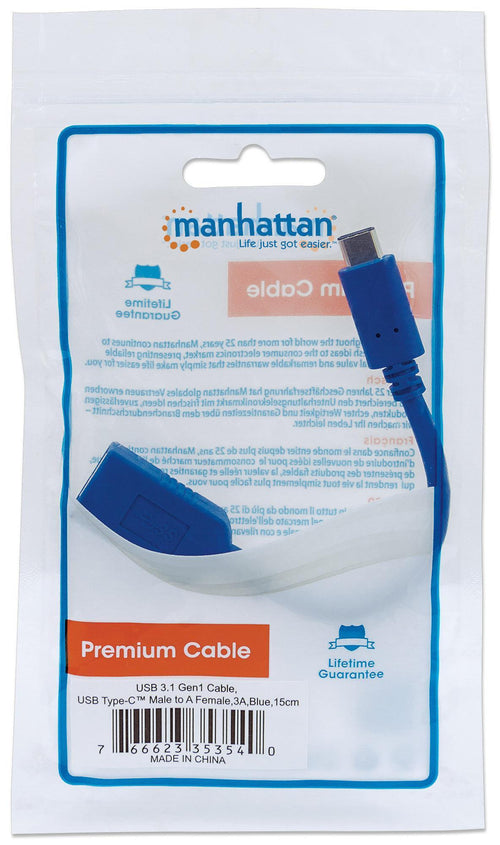 Cavo Superspeed USB A Femmina USB-C&trade Maschio 15cm Blu