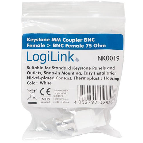 Adattatore Keystone BNC Femmina / BNC Femmina Bianco