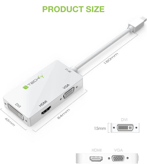 Adattatore 3 in 1 Mini DisplayPort 1.2 (Thunderbolt) a HDMI/DVI/VGA