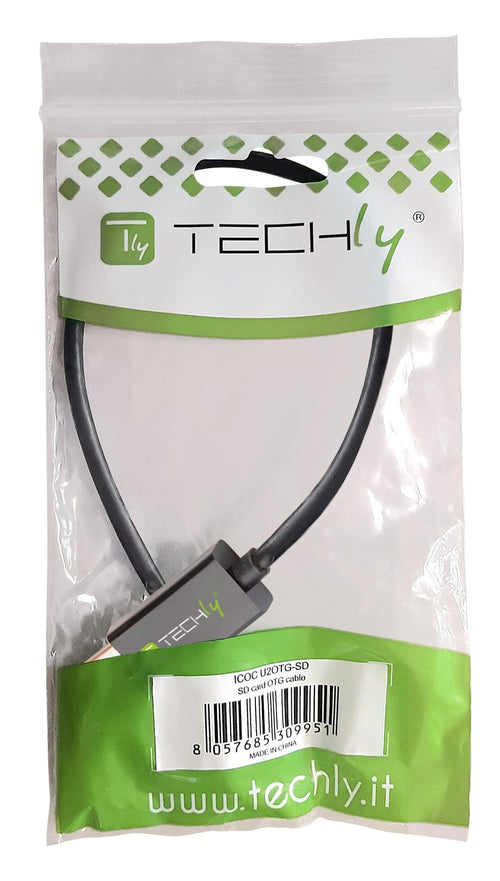 Cavo USB OTG Micro B / USB A con Lettore Micro SD/SDHC 26cm Nero