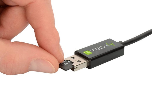 Cavo USB OTG Micro B / USB A con Lettore Micro SD/SDHC 26cm Nero