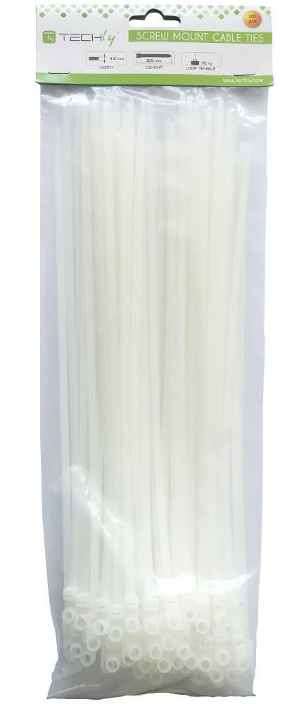 Fascette Fermacavi con Occhiello 300x4,8mm in Nylon 100pz Bianco