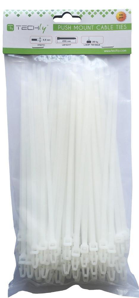Fascette Fermacavi con Innesto Libero 200x4,8mm in Nylon 100pz Bianco