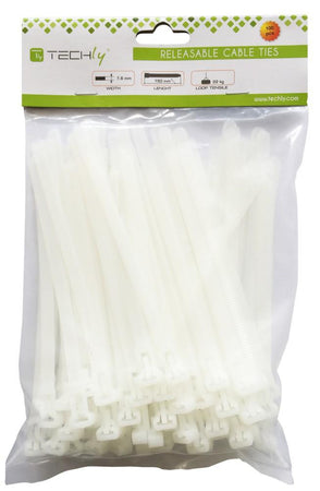 Fascette Fermacavi Riutilizzabili 150x7,6mm in Nylon 100pz Bianco