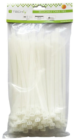 Fascette Fermacavi Riutilizzabili 200x7,6mm in Nylon 100pz Bianco
