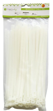 Fascette Fermacavi Riutilizzabili 250x7,6mm in Nylon 100pz Bianco