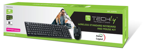 Kit Tastiera Standard e Mouse Wireless 2.4GHz Nero