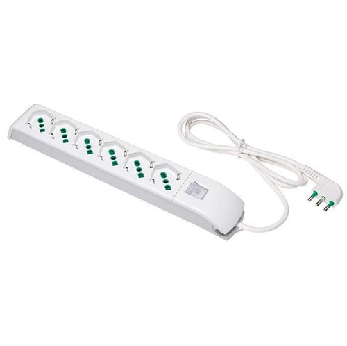 Multipresa 6 Posti Italiana Bipasso / Schuko Bianco