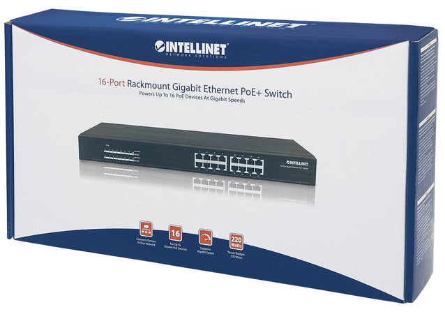 Switch Gigabit 16 Porte Ethernet PoE+ Nero