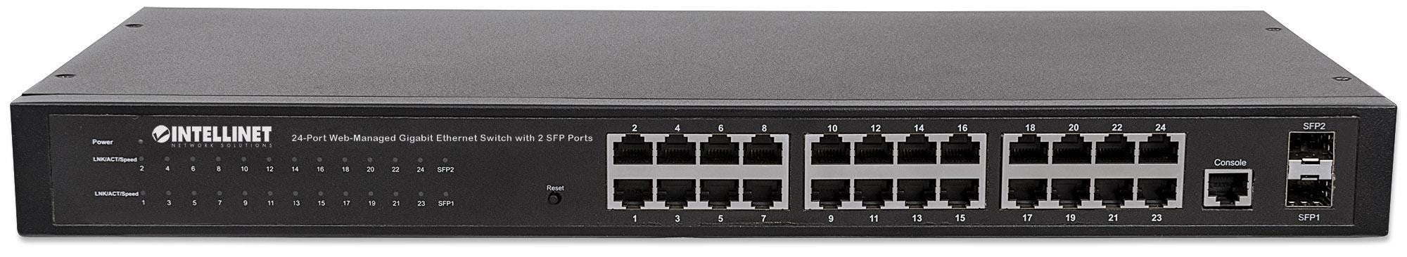 Switch 24 porte Web-Managed Gigabit Ethernet con 2 porte SFP