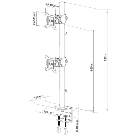 Supporto da Scrivania per 2 Monitor 13-27'' con Morsetto