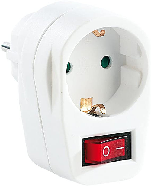 Adattatore con Presa Schuko CEE 7/4 con Interruttore Bianco