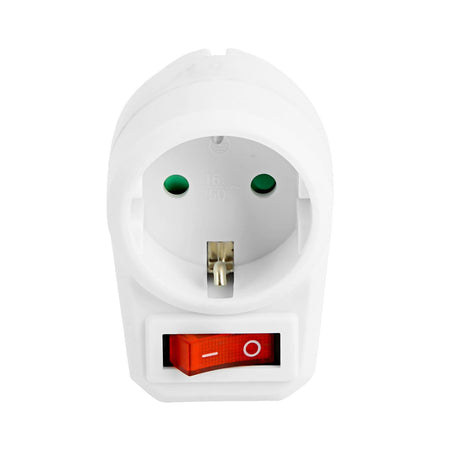 Adattatore con Presa Schuko CEE 7/4 con Interruttore Bianco