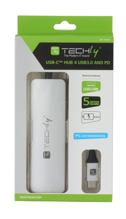 Hub USB-C&trade SuperSpeed 4 Porte USB3.0 con PD, Alluminio