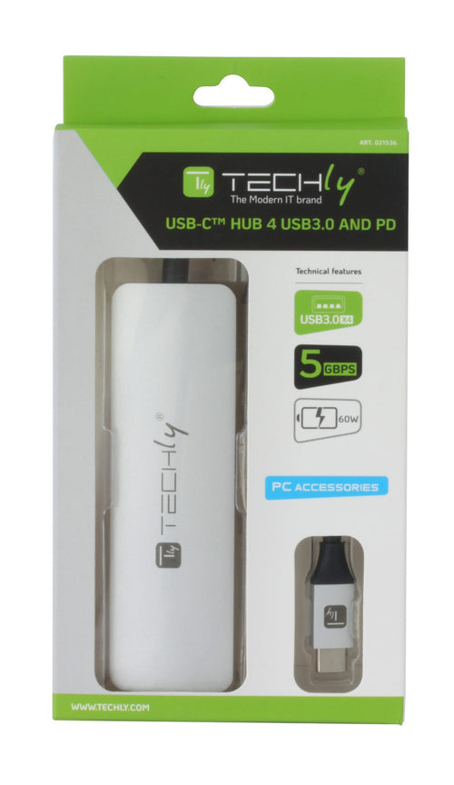 Hub USB-C&trade SuperSpeed 4 Porte USB3.0 con PD, Alluminio