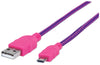 Cavo Micro USB Guaina Intrecciata USB/MicroUsb 1.8m Viola/Fucsia