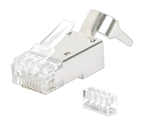 Confezione 50 Plug RJ45 STP per Cavo Rigido Flessibile Cat.6A STP