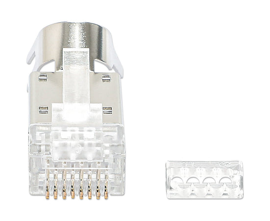 Confezione 50 Plug RJ45 STP per Cavo Rigido Flessibile Cat.6A STP