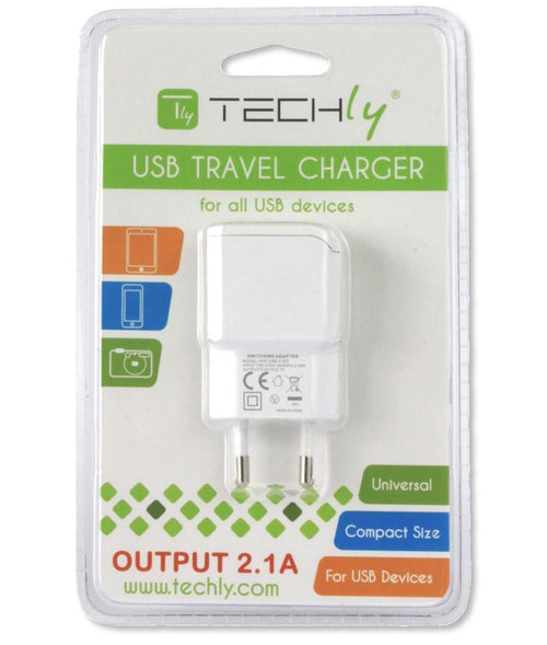 Alimentatore da Rete Italiana 1 porta USB 5V/2.1A Bianco