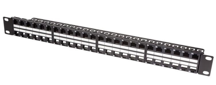 Pannello Patch 48 Posti 1HE Keystone Slim Senza Frutti Nero