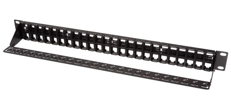 Pannello Patch 48 Posti 1HE Keystone Slim Senza Frutti Nero
