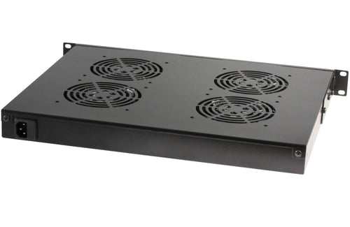 Gruppo 4 Ventole 1U per Rack 19'' con Termostato LED Nero