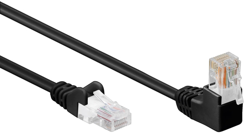 Cavo di rete Patch Connettore Angolato 90&deg CCA Cat. 5e UTP 10m Nero