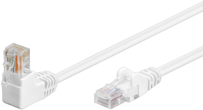Cavo di rete Patch Connettore Angolato 90&deg CCA Cat. 5e UTP 5m Bianco
