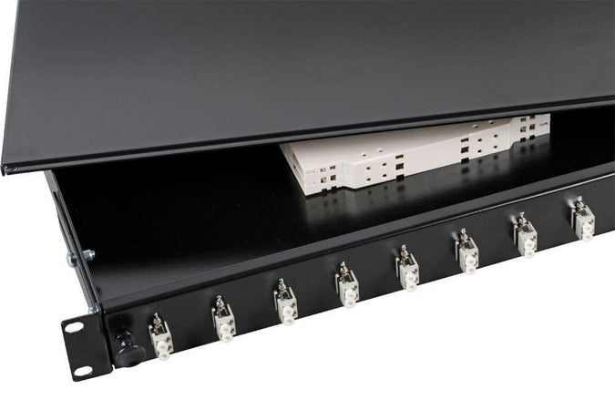 Cassetto Ottico 19'' con 12 bussole LC Duplex Multimodale OM2 Nero