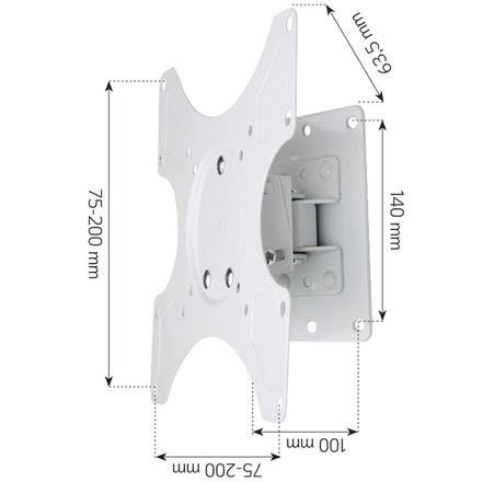 Supporto a muro per TV LED LCD 19 - 37'' inclinabile 1 snodo Bianco