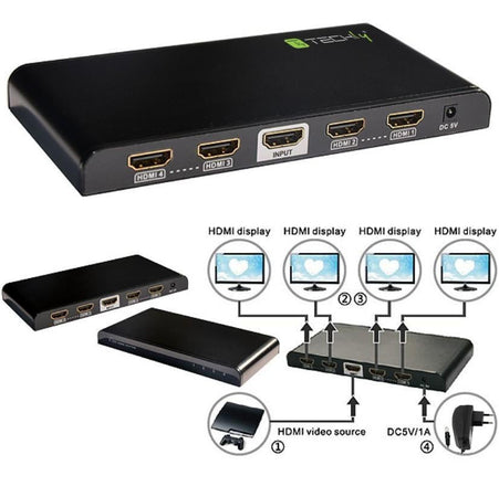 Splitter HDMI 4K 60Hz HDR 3D 4 vie