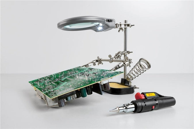 Supporto Saldatura a Tre Bracci con Lente LED e Spugna