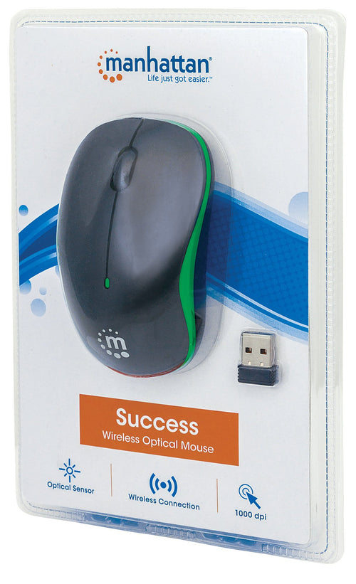 Mouse Ottico Wireless con Micro Ricevitore USB 1000dpi Nero/Verde