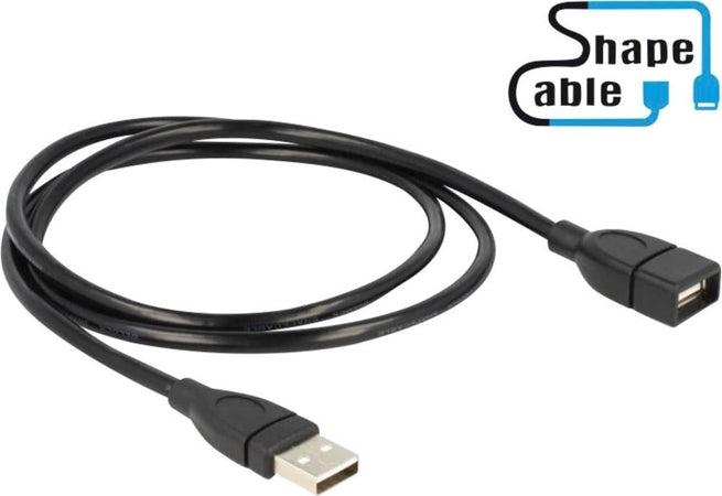 Cavo semi-rigido USB2.0 A Maschio / A Femmina 35cm Nero