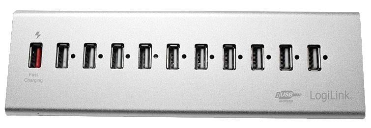 Hub USB 11 Porte in Alluminio con Ricarica Veloce