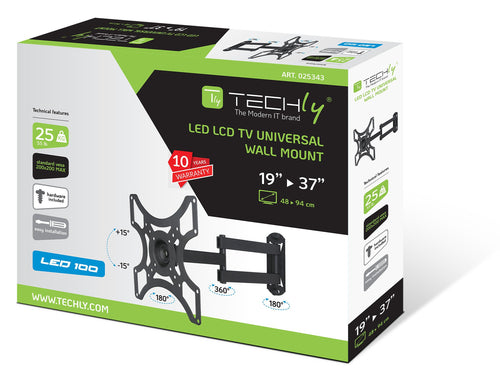 Supporto a Muro per TV LED LCD 19-37'' Full-Motion Nero